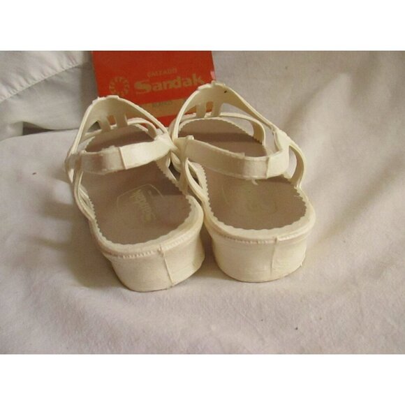 Vintage Womens Sandals 6 US 23 mexico Sandak Molded Rubber White Bety NOS - Picture 4 of 9